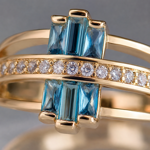 Anello con pietra blu, design classico e accessori alla moda per l'uso quotidiano. - Product Image 5