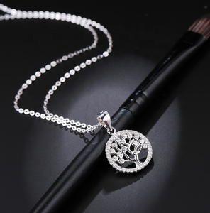Rhodium Plated Charm <strong>Necklace</strong> <strong>Tree</strong> of Life <strong>Necklace</strong> 925 - Product Image 2