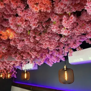 QSLH-A193 toptan fiyat düğün dekorasyon yapay çiçek kök beyaz kiraz çiçeği ağacı kemerler