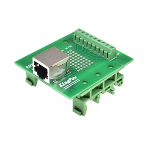 RJ45 8p8c soket wanita ke papan pcb, adaptor blok terminal, konverter konektor Ethernet, pemasangan rel Din