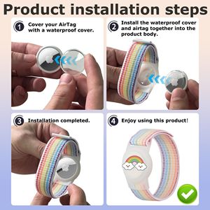 Étui étanche et antichoc en nylon M.Y pour <span class=keywords><strong>AirTag</strong></span>, <span class=keywords><strong>compatible</strong></span> avec bracelet enfant dessin animé et cordon en TPU - Product Image 3