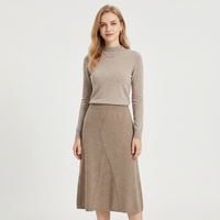 Jupe trapèze en cachemire 100% tricoté pour femme, motif côtelé, taille unique, personnalisable, 12gg