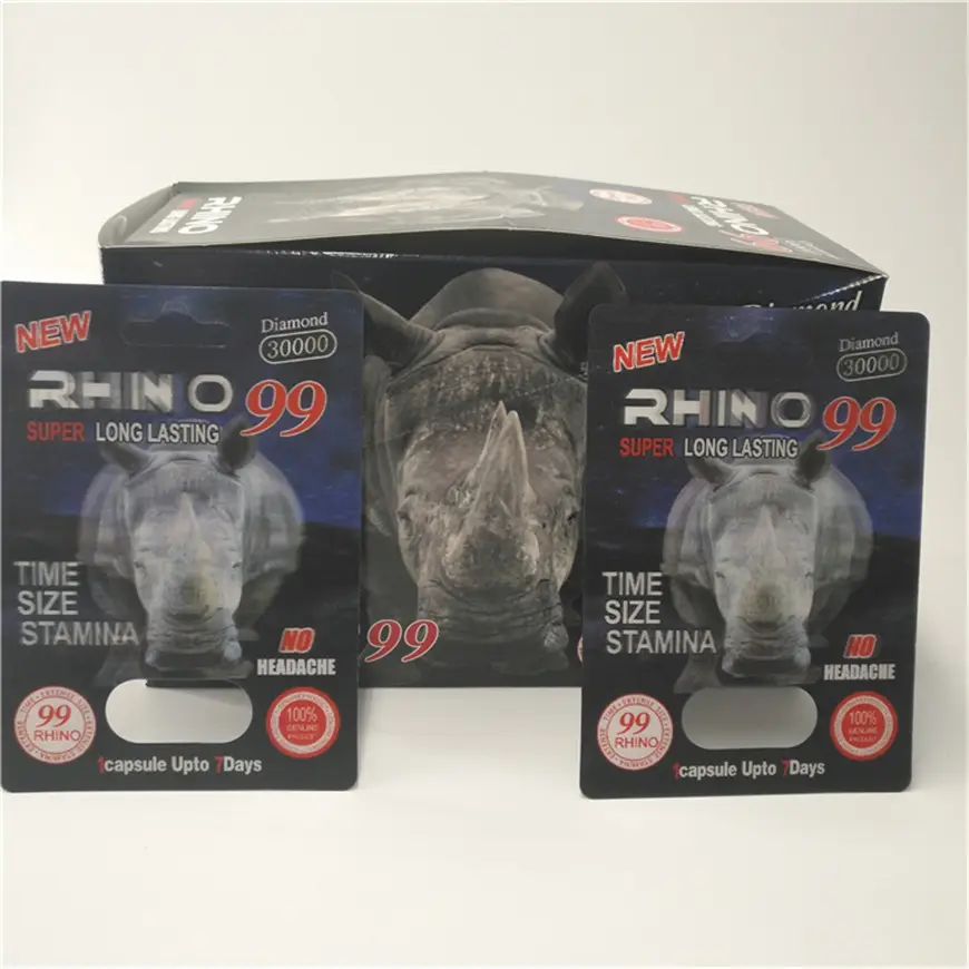 Rhino Capsule Viên Thuốc Tăng Cường Nam Bao Bì Hộp Hiển Thị 3D Extreme 9000 Rhino Card Trong Kho