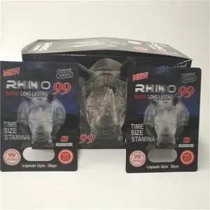 Rhino 캡슐 알약 남성 증진 환약 포장 디스플레이 상자 3D 익스트림 9000 Rhino 카드 재고 있음