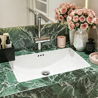Ensemble de meubles de salle de bain modernes en marbre vert tendance 2026, armoire de salle de bain blanche, fabrication OEM ODM sur mesure