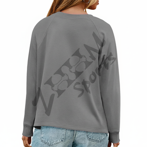 Sudaderas básicas holgadas con cuello redondo para mujer, Jersey corto de manga larga, camisetas con logotipo estampado, Tops de moda informales sólidos para otoño - Product Image 1