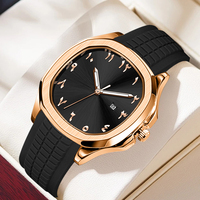 Montre de sport carrée en silicone noire pour homme, étanche 3 ATM, lumineuse, vente en gros, mouvement japonais, montres à quartz pour homme