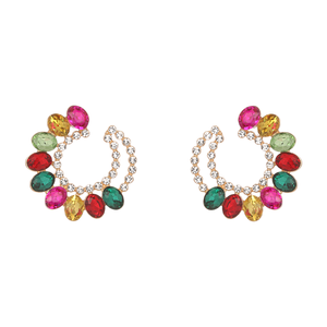 2026 Vintage Schwarz-Grüne Emaille Vergoldete Zinklegierung Schlangenform Ohrstecker Trendiger Strass-Schmuck - Product Image 1