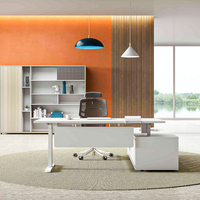 Bureau debout électrique d'usine OEM mobilier de bureau PDG patron directeur moderne de luxe bureau de direction en forme de L