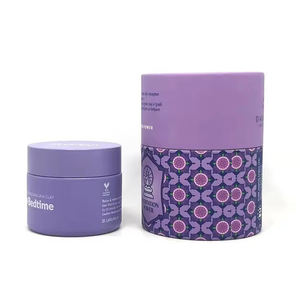 Pot vide pour crème visage 50g, en céramique givrée rose pâle de luxe, avec tube en papier personnalisé et capuchon en plastique, couleur personnalisée disponible - Product Image 1