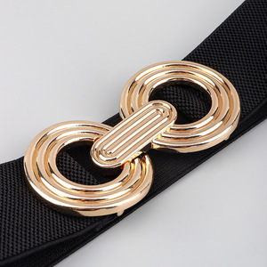 Nouveau design multicolore rétro géométrique or métal crochet femmes larges ceintures robes ceintures élastiques taille joint mince <span class=keywords><strong>ceinture</strong></span> alliage - Product Image 6