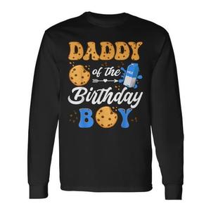 T-shirt à manches longues Daddy Of The Birthday Boy Milk And Cookies pour le 1er anniversaire - Product Image 1