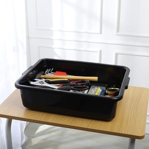Heavy duty PP turnover utility bus tub rectangular stackable catering tote organizer with lid plastic kitchen storage box