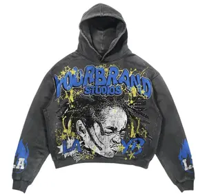 Custom Casual Low Moq Effen Dtg Print Hoodies Groothandel Biologisch Katoen Geribbeld Rand Merinowol Hoodie