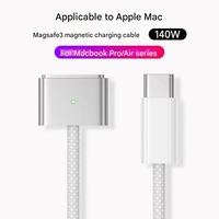 Cable Magnético de 2m y 140W con Cubierta de Nailon, Tipo-C, Carga Rápida para Dispositivos Macbook, 12 Meses de Garantía