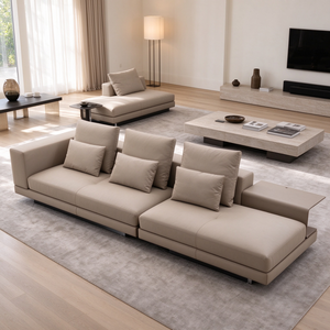 Sofá Seccional Modular con Reposabrazos, 3 Plazas, Chaise Longue, Cojín de Respaldo Suelto, Base de Plataforma Baja, Moderno, para Sala de Estar, Hotel, Villa - Product Image 3