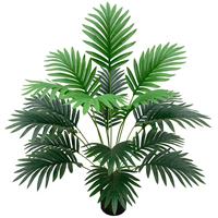 Feuille verte Palmier artificiel décoratif d'intérieur en plastique Décoration de chambre d'hôtel Plantes vertes uniques et élégantes