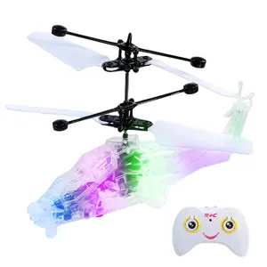 LONGXI elicottero rc volante colorato led giocattoli trasparenti aircrart con telecomando leggero aereo volante per i più piccoli