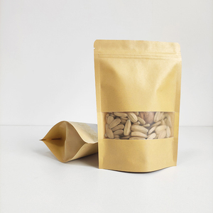 Matte <b>Laminated</b> Packaging Brown Kraft Paper Bag with Logo Front Clear Food Grade Stand up <b>Pouch</b> with Zipper - Product Image 4