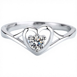 Nuevo Anillo de Compromiso de Plata de Ley 925 Chapado en Platino con Moissanita en Forma de Corazón, de Lujo, Romántico, para Mujer, Certificado de Laboratorio, Venta al por Mayor de Fábrica, Tercera Categoría - Product Image 2