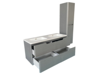 Meuble-lavabo mural de salle de bain moderne de luxe en MDF de 120 cm avec miroir, certifié FSC, durable, facile à nettoyer, garantie de 2 ans