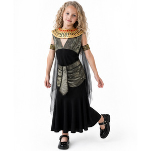Costume de Cléopâtre égyptienne pour filles de 8 à 13 ans, robe de jeu de rôle pour fête d'Halloween avec col et cape - Product Image 1