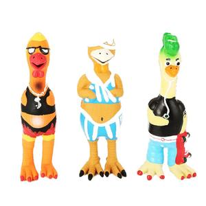 2025 stile divertente in lattice di pollo giocattolo da masticare per animali domestici giocattoli per la dentizione con Squeaker per cane - Product Image 1