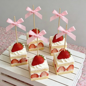 Fabric Bow Cake Skewer 20 Disposable Fruit Skewers For Birthday Dessert Table Decoration - Product Image 2