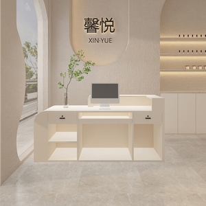 Modern yüksek kalite Led resepsiyon masası basit kadin giyim mağazası berber dükkanı güzellik salonu resepsiyon masası - Product Image 6