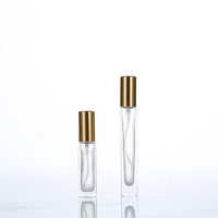 Flacon de parfum rectangulaire en verre transparent, vaporisateur, 10 ml, avec couvercle rose gold et argenté