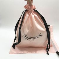 Loonde Logo personnalisé Satin doux grands sacs à cordon avec corde extension de cheveux chapeaux vêtements cadeau bijoux emballage pochette