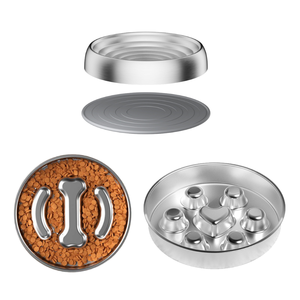 Rutsch feste Anti-Klopf-Hunde-und Katzen schale mit großer Kapazität Massiver Edelstahl Slow Food Dish Flaschenform für reisende Haustiere - Product Image 3