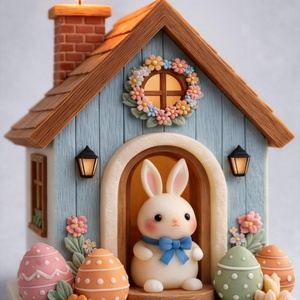 Molde de Silicona TangChu con Diseño de Conejo y Cabaña de Madera para Hacer Jaboneras, Bandejas para Joyas, Velas y Organizadores para el Hogar - Product Image 1