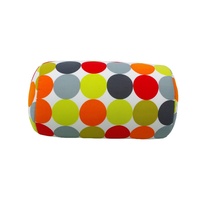 Coussin de voyage super doux à pois colorés, soutien cervical cylindrique portable, support lombaire, rembourrage en microbilles pour siège d'avion ou de voiture