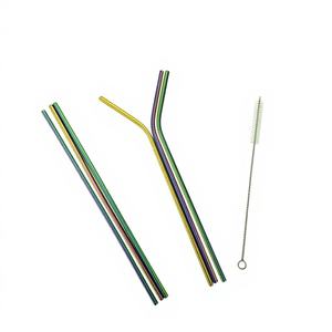 Pailles en acier inoxydable CASAMAX WL AS-2304 avec brosse de nettoyage incluse, longueur 26,5 cm - Ensemble de pailles en acier inoxydable - Product Image 1