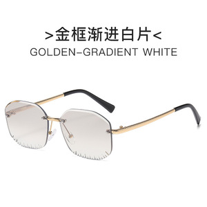 Lunettes de soleil polygonales sans monture, verres dégradés, protection UV400, mode unisexe, protection solaire pour adultes - Product Image 5