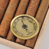 Hygromètre mécanique vintage en métal argenté et doré, style insert rond de 57 mm, pour boîte à cigares et humidor