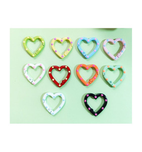 25Mm Đầy Màu Sắc Sơn Trái Tim Mùa Xuân Khóa Tình Yêu Mở Vòng Trái Tim Vòng Mùa Xuân Clasp Carabiner <span class=keywords><strong>Keychain</strong></span> Cho DIY Thủ Công Mỹ Nghệ - Product Image 1