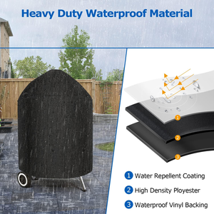 Cubierta de barbacoa impermeable de tela Oxford de alta resistencia Compatible con <span class=keywords><strong>Weber</strong></span>, Big Green Egg, Char-Broil parrillas de hervidor de carbón de 22 pulgadas - Product Image 3