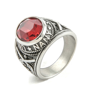 2021 produttore diretto Usa Navy argento e oro placcato in acciaio inox anelli <span class=keywords><strong>smeraldo</strong></span> per gli uomini con logo - Product Image 4