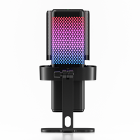 Mikrofon USB Kardioid RGB dengan Kontrol Volume untuk Gaming, Rekaman Studio, Streaming YouTube, Pengajaran, Kompatibel dengan PC