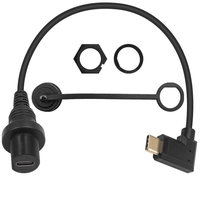 Câble coaxial USB 3.1 Type-C mâle vers femelle à angle de 90 degrés plaqué or, étanche, pour montage encastré sur panneau, pour voiture, bateau, moto
