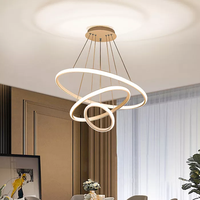 Terlaris Lampu Gantung Emas Modern Dalam Ruangan Mewah Desain Ruang Tamu Cincin Bulat LED Lingkaran Lampu Gantung