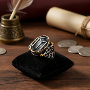 Tugra Signet Ottoman Design <b>Men</b> <b>Ring</b> Authentic <b>Men</b> <b>Ring</b> Turkish Handmade Wholesale 925 Sterling <b>Silver</b> for <b>Men</b> - Product Image 3