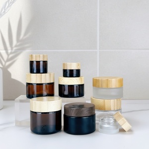 Envases Cosméticos de Gel para el Cuidado Facial al por Mayor, Frascos de Vidrio para Crema Cosmética con Tapa de Bambú, Vacíos, de 5g, 10g, 20g, 30g, 50g y 100g - Product Image 3