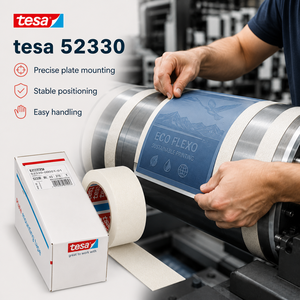 เทปติดเพลทเฟล็กโซกราฟฟิก <span class=keywords><strong>tesa</strong></span> <span class=keywords><strong>52330</strong></span> ของแท้ ขนาด 310 มม. ยาว 4.5 ม. หนา 380 ไมครอน กาวสองหน้าชนิดผ้า - Product Image 4
