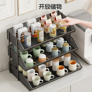 Multi Tier Desktop Storage Rack Rectangle Stackable <b>Shelf</b> For Living Room <b>Kitchen</b> Cup Water Bottle Organizer - Product Image 5