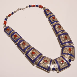 Collar Vintage de Plata de Ley Tibetana para Mujer con Gemas de Coral y Turquesa para Compromiso y Boda - Product Image 2