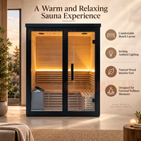 Sauna extérieur en bois massif sur mesure avec design en verre intégral sur le devant, sauna moderne autoportant pour jardin