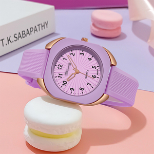 Mới Hình Chữ Nhật Trường Hợp Thời Trang Đơn Giản Kẹo Màu Kim Loại Cạnh Đồng Hồ Silicone Nam Và Nữ Sinh Viên Đồng Hồ - Product Image 3